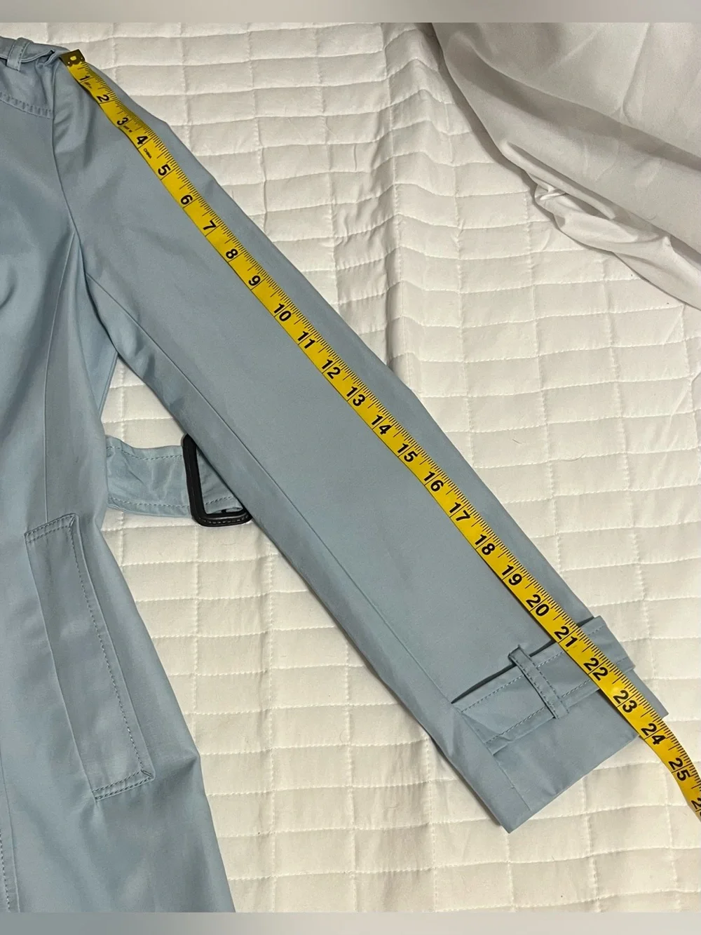 List Pale Blue Trench Coat Size Small- no size please see measurements